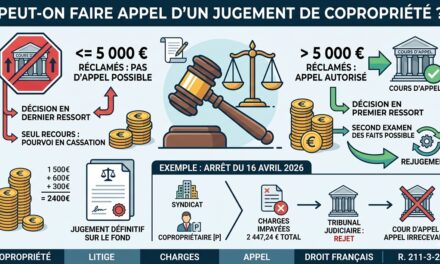 La copropriété peut-elle faire appel d&rsquo;un jugement lorsque les charges de copropriété réclamées sont inférieures à 5.000 euros ?  Les notions de « premier ressort » ou « dernier ressort »
