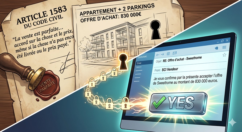 Un simple e-mail acceptant une offre d&rsquo;achat entraîne-t-il définitivement la formation de la vente immobilière ?