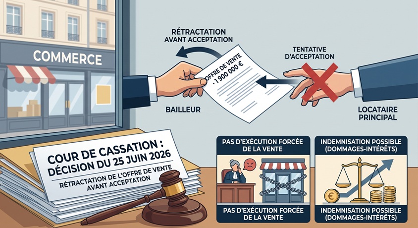 Mon propriétaire peut-il se rétracter de son offre de vente de local commercial avant mon acceptation ?