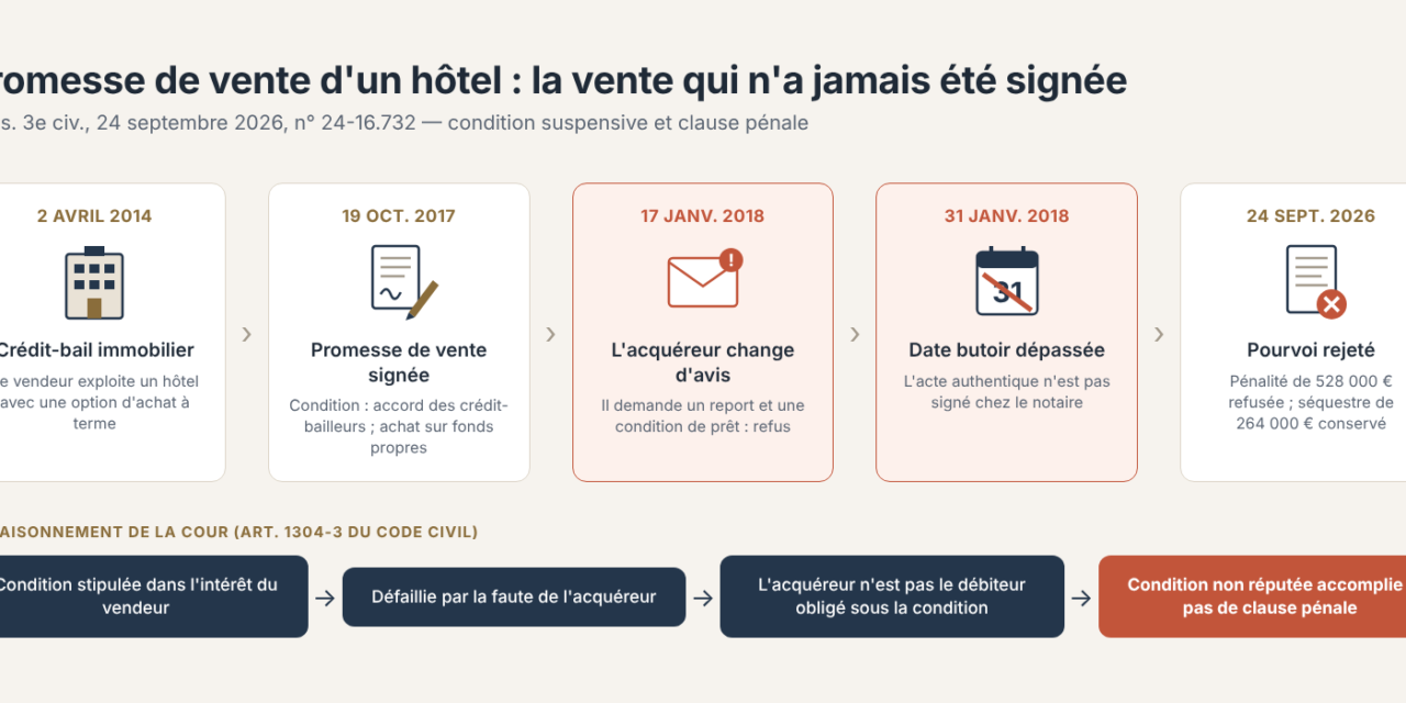 Promesse de vente : si l&rsquo;acheteur fait échouer une condition suspensive, le vendeur peut-il exiger la pénalité prévue au contrat ?